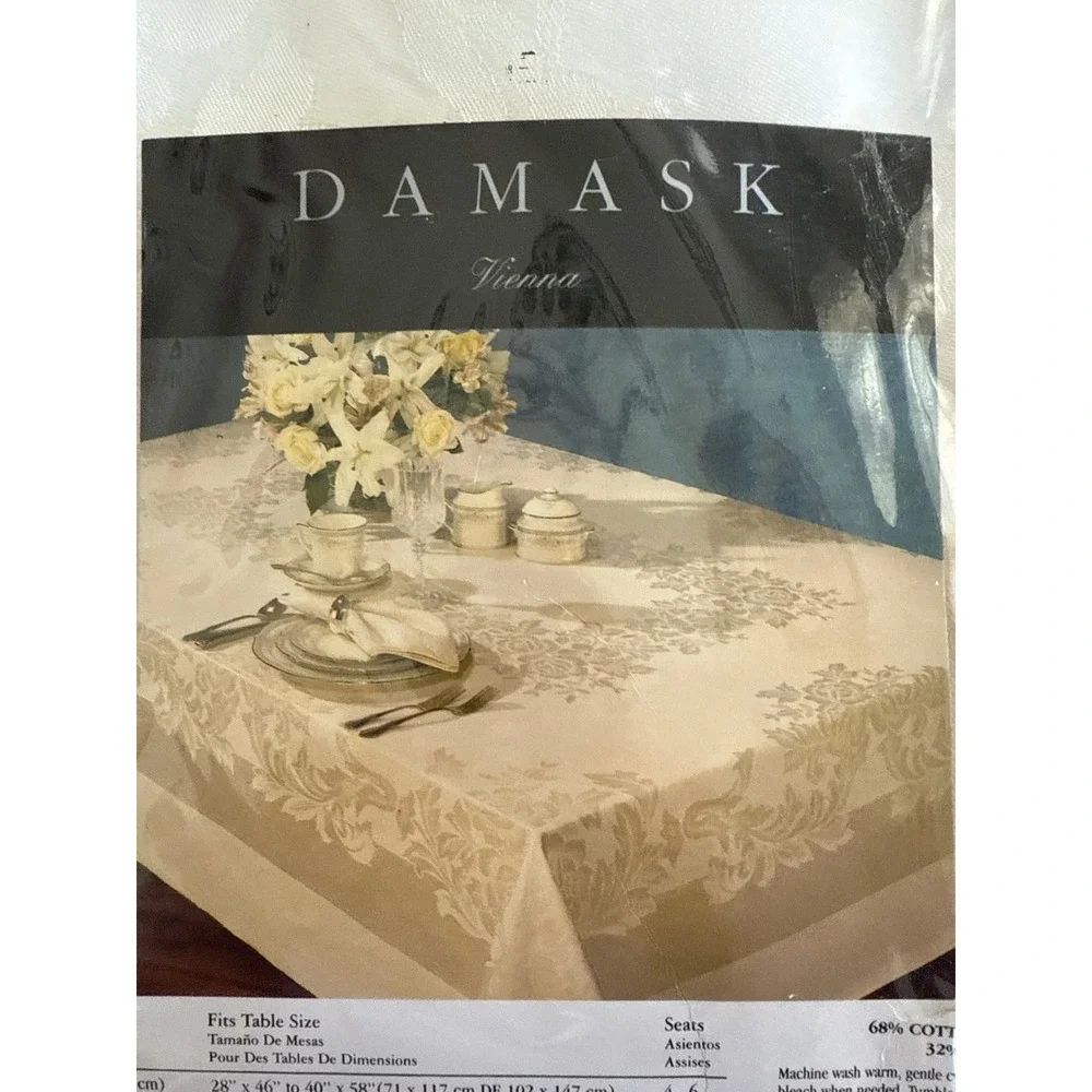 Kemp & Beatley‎ Vienna Damask Tablecloth White Oblong 60